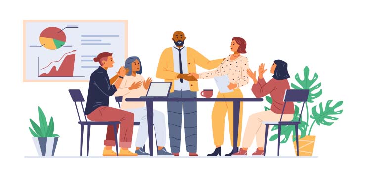 Illustration of good work team.