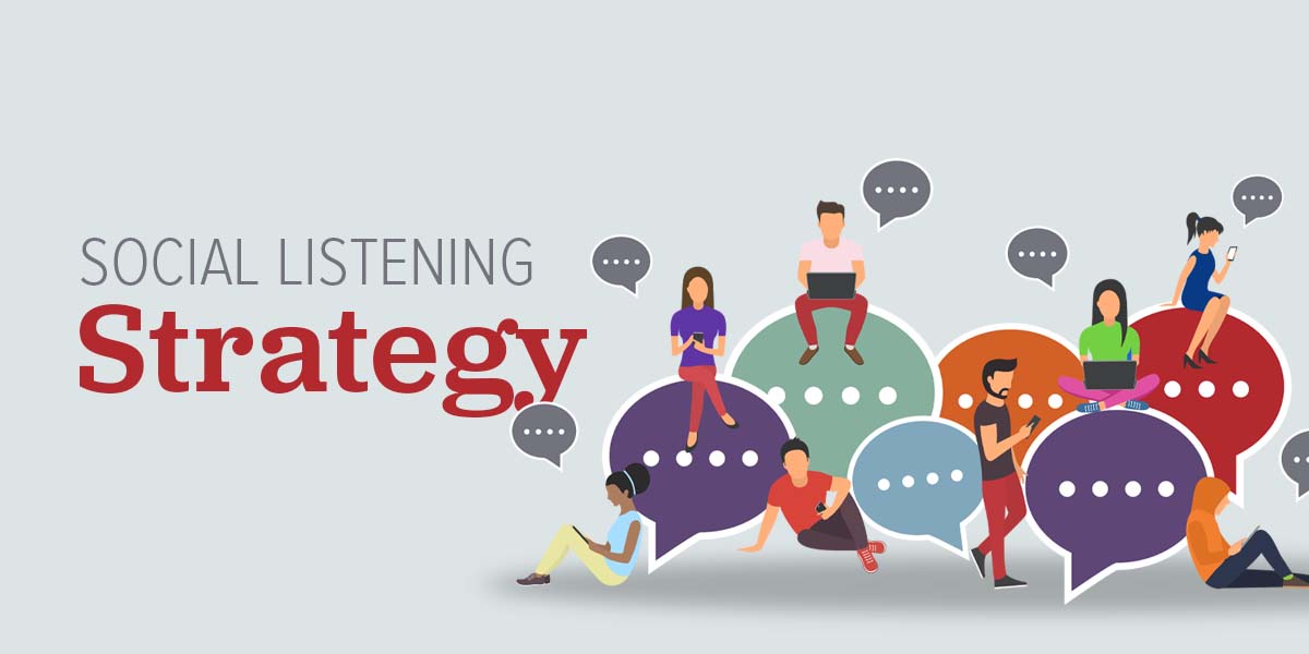 Illustration of group of people on social media platforms with message bubbles.