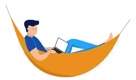 Illustration of someone working in hammock.