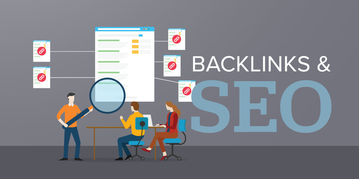 Illustration of a small group of people reviewing webpage links.