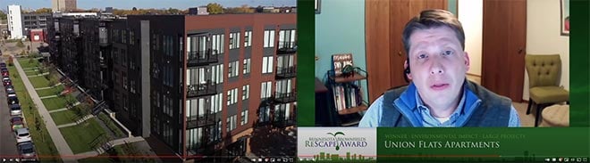 Virtual event example mixing high quality nomination video with live speeches.
