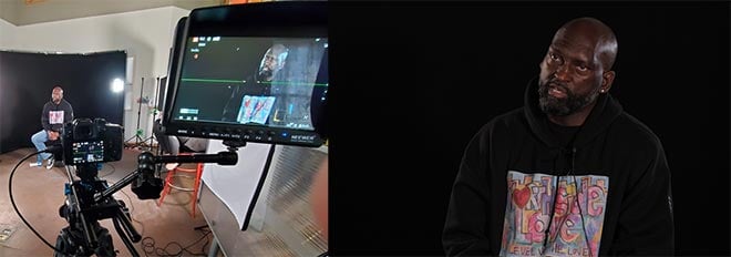 Hybrid event studio filming example.
