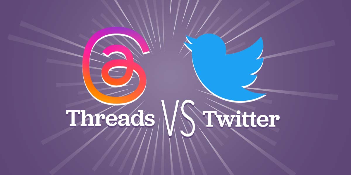 The Threads and Twitter logo having a standoff.